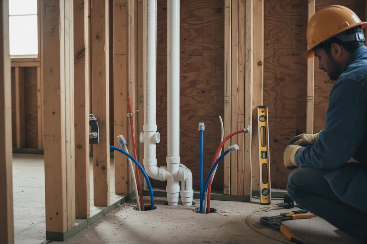 Drain and supply rough-in during Drain Cleaning in Norwood
