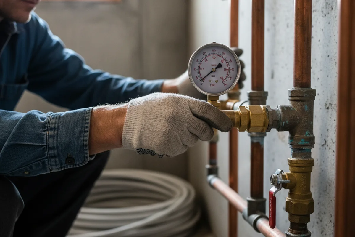 Pressure testing a repaired line during Water Line Repair in Norwood